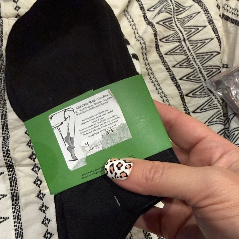 Kate Spade Black Socks with White Bow Accent one size nwt designer women